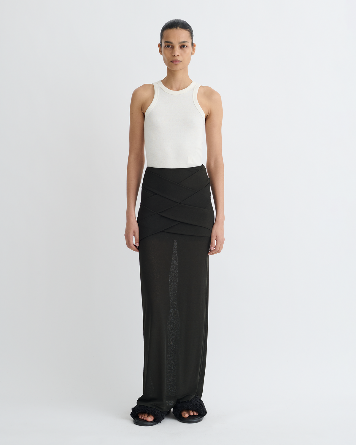 Shanda Draped Mesh Jersey Maxi Skirt - Anthracite | Nanushka