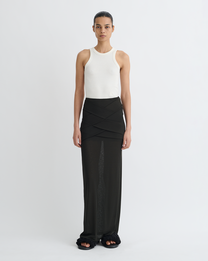 Shanda Draped Mesh Jersey Maxi Skirt - Anthracite | Nanushka