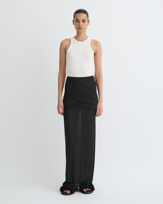Shanda Draped Mesh Jersey Maxi Skirt - Anthracite | Nanushka