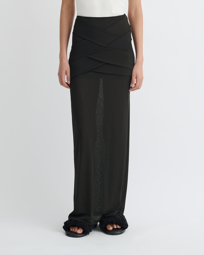 Shanda Draped Mesh Jersey Maxi Skirt - Anthracite | Nanushka