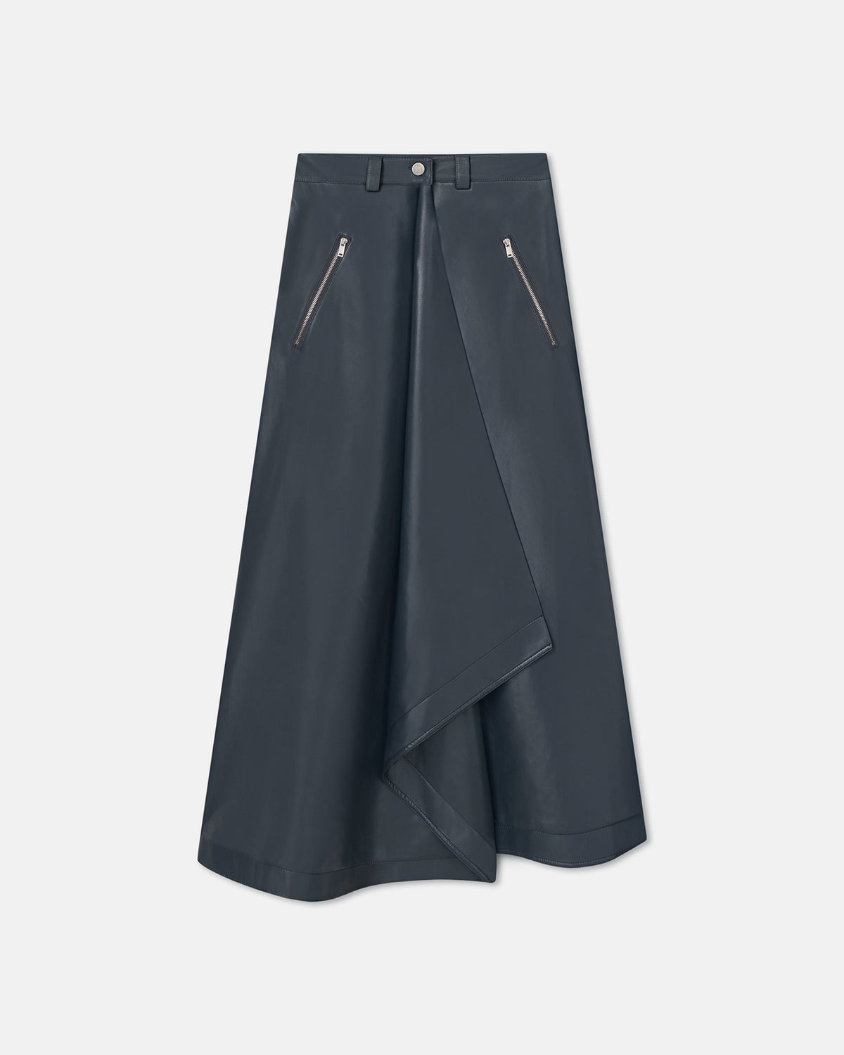 Neith Draped Okobor™ Alt-Leather Skirt - Steel Blue | Nanushka