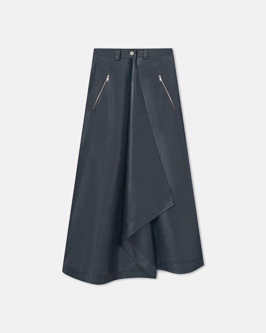 Neith Draped Okobor™ Alt-Leather Skirt - Steel Blue | Nanushka