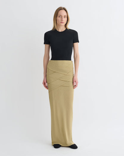 Shanda Draped Mesh Jersey Maxi Skirt - Sand | Nanushka