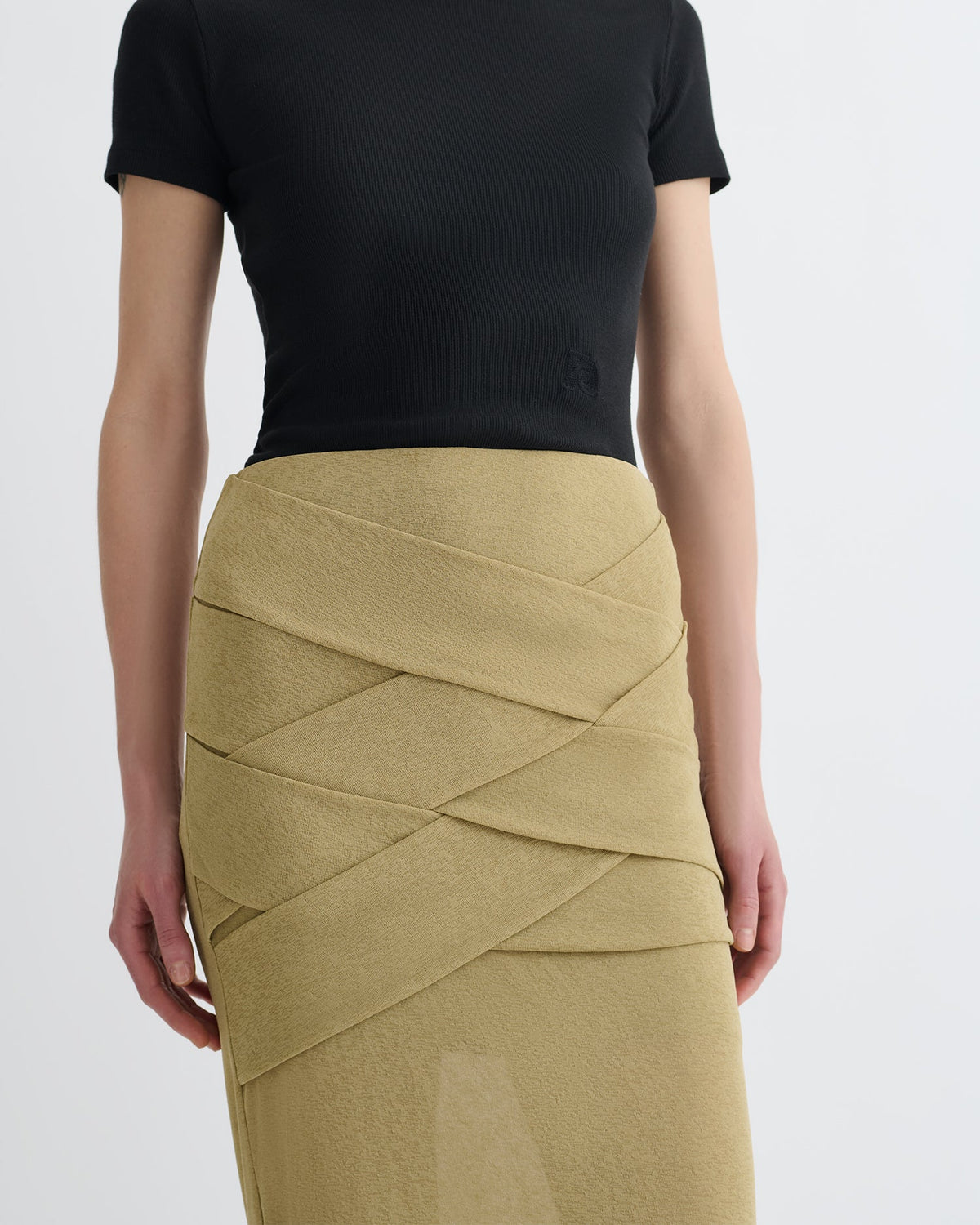 Shanda Draped Mesh Jersey Maxi Skirt - Sand | Nanushka