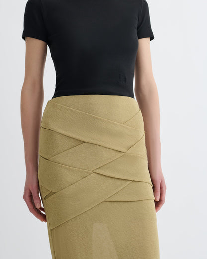 Shanda Draped Mesh Jersey Maxi Skirt - Sand | Nanushka