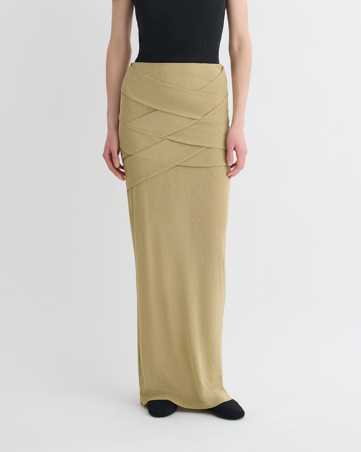 Shanda Draped Mesh Jersey Maxi Skirt - Sand | Nanushka