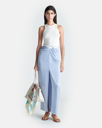Lianne Draped Slip Satin Midi Skirt - Ice Blue | Nanushka