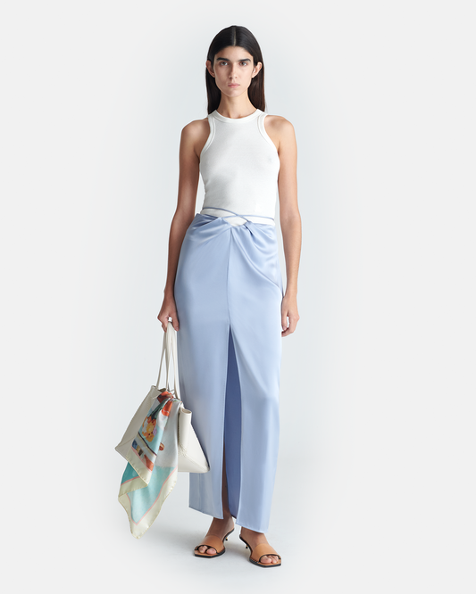 Lianne Draped Slip Satin Midi Skirt - Ice Blue | Nanushka