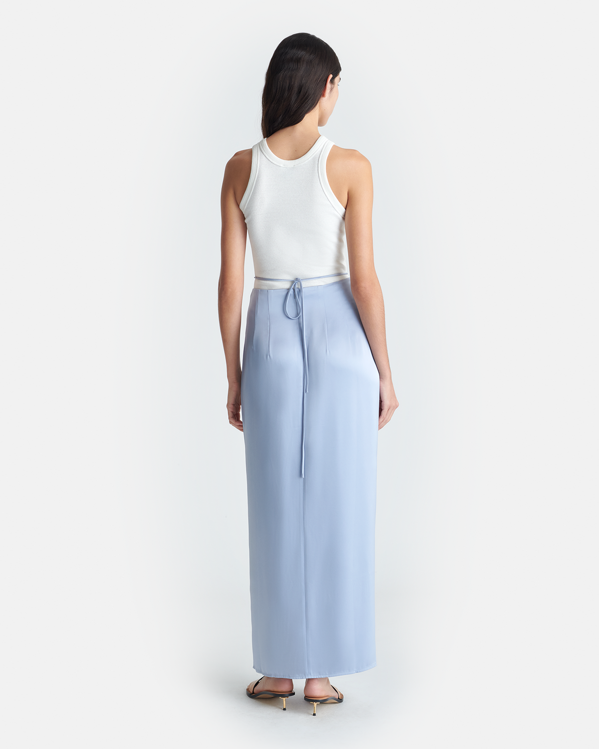 Lianne Draped Slip Satin Midi Skirt - Ice Blue | Nanushka