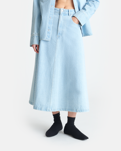 Cintia Denim midi skirt - Eco Bleach | Nanushka