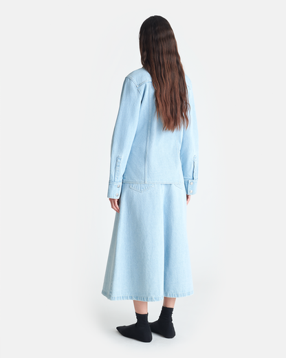 Cintia Denim midi skirt - Eco Bleach | Nanushka