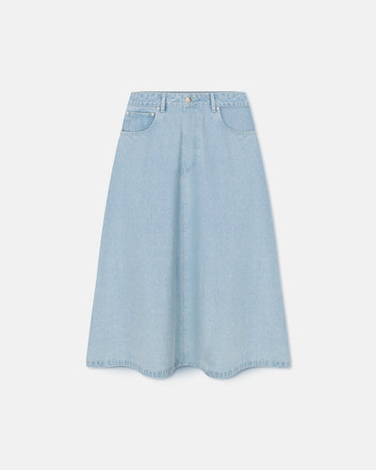 Cintia Denim midi skirt - Eco Bleach | Nanushka