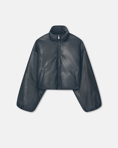 Lilima Cropped Okobor™ Alt-Leather Puffer Jacket - Steel Blue | Nanushka