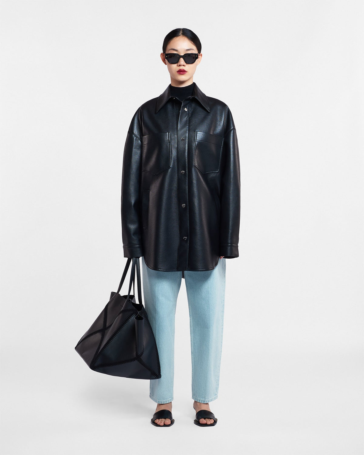 Martin Regenerated leather overshirt - Black | Nanushka
