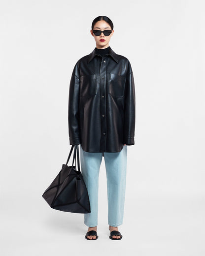 Martin Regenerated leather overshirt - Black | Nanushka