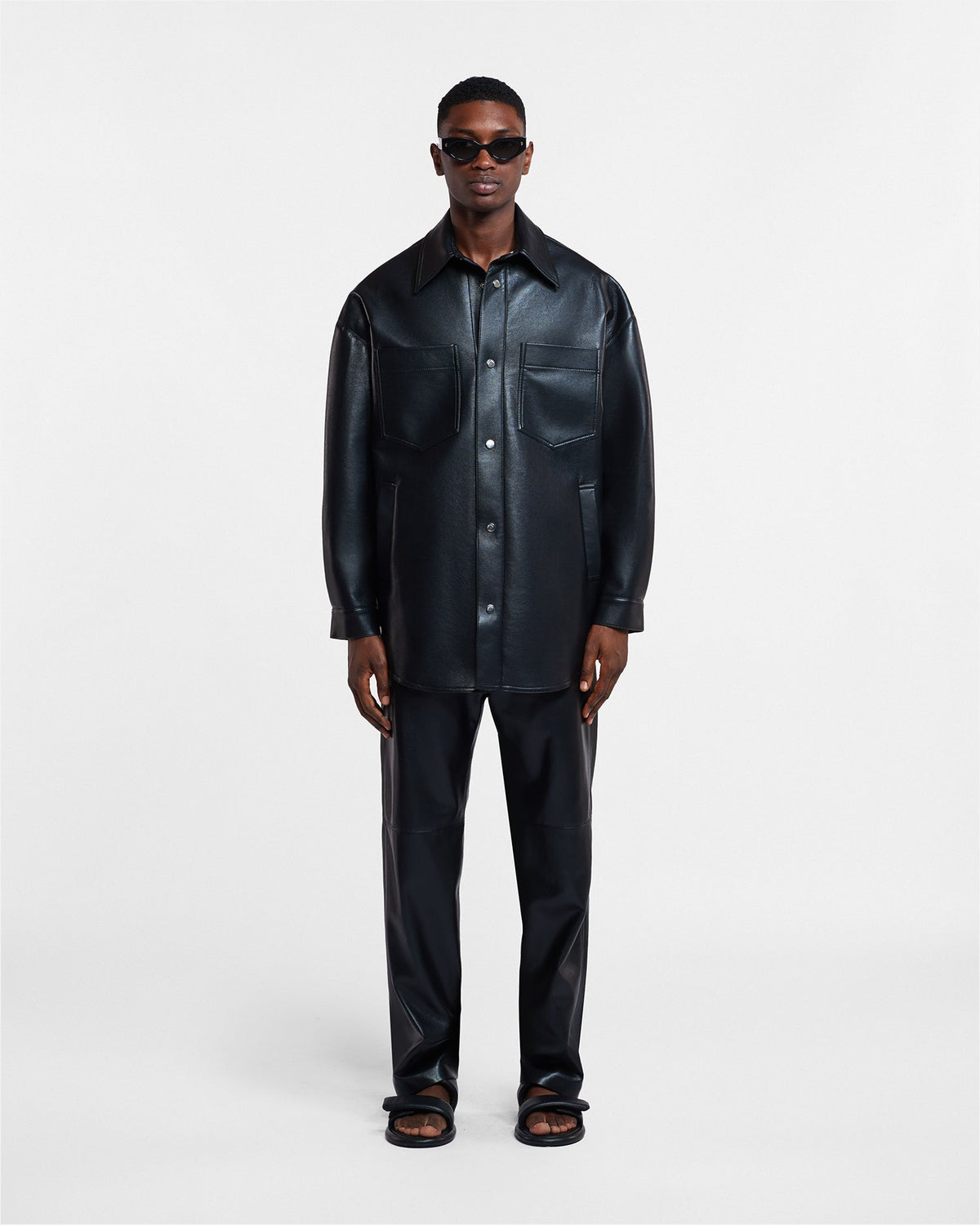 Martin Regenerated leather overshirt - Black | Nanushka