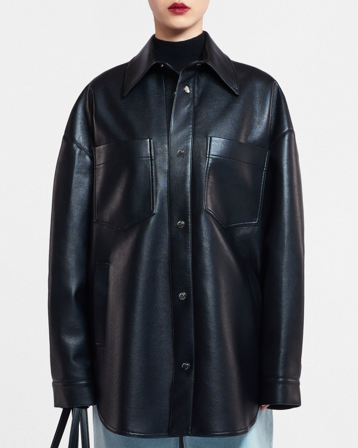Martin Regenerated leather overshirt - Black | Nanushka