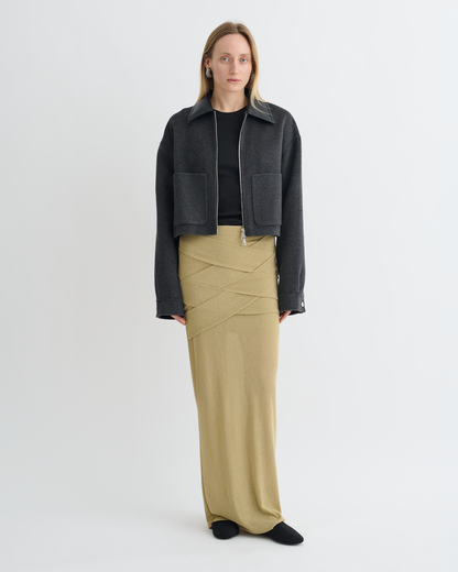 Phebe Cropped jacket - Grey Melange/Black | Nanushka