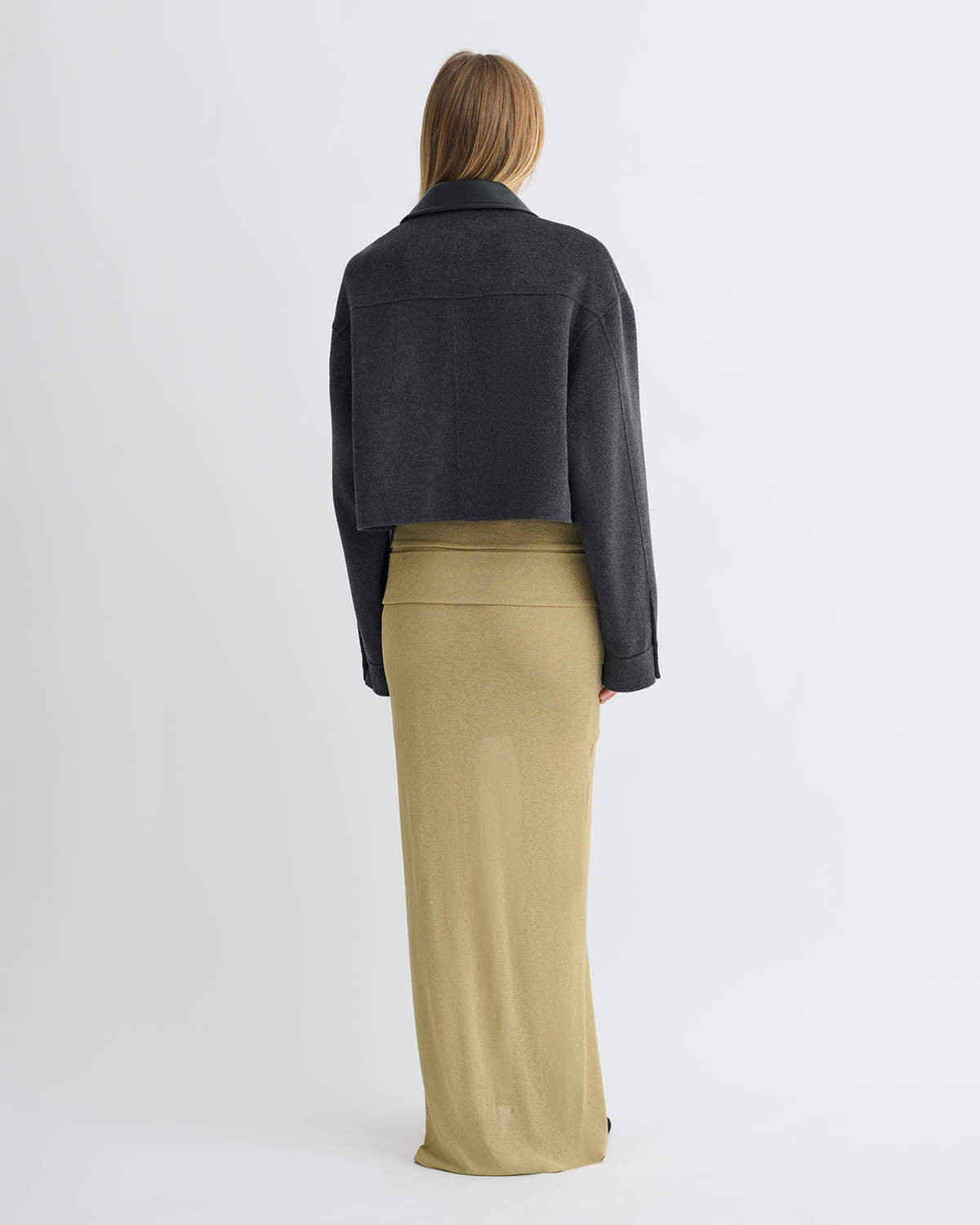 Phebe Cropped jacket - Grey Melange/Black | Nanushka