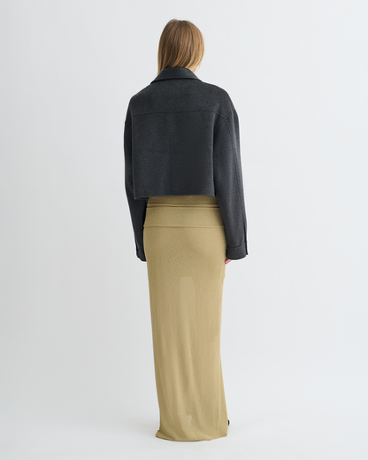 Phebe Cropped jacket - Grey Melange/Black | Nanushka