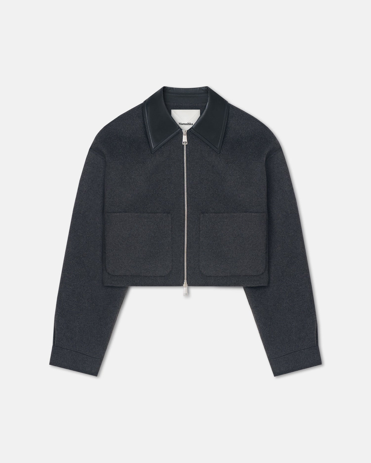 Phebe Cropped jacket - Grey Melange/Black | Nanushka