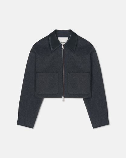 Phebe Cropped jacket - Grey Melange/Black | Nanushka