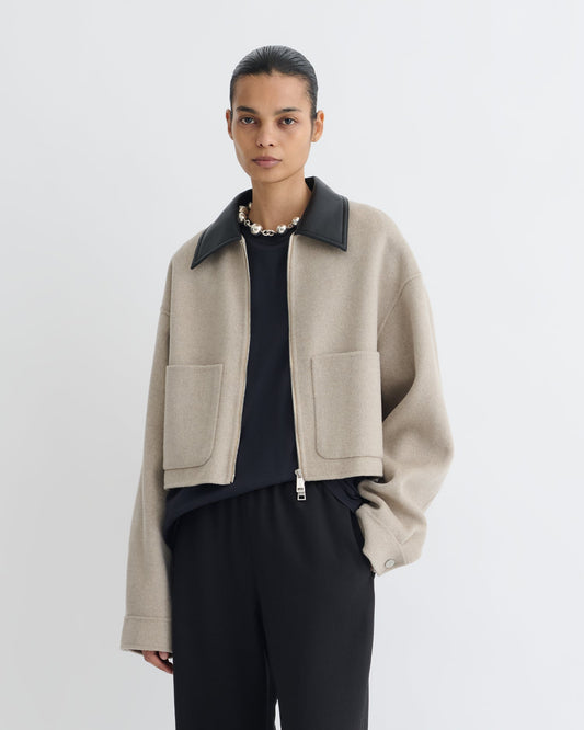 Phebe Cropped jacket - Stone/Black | Nanushka