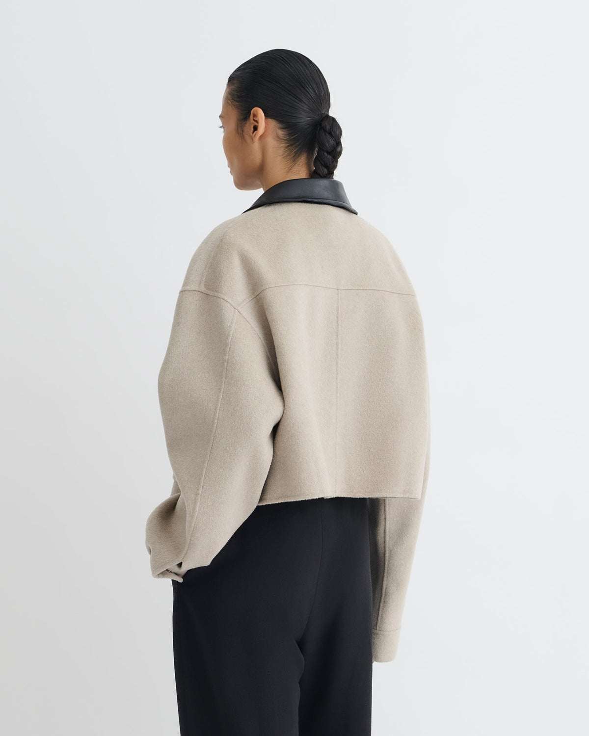 Phebe Cropped jacket - Stone/Black | Nanushka