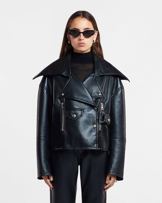 Ado Regenerated leather jacket - Black | Nanushka