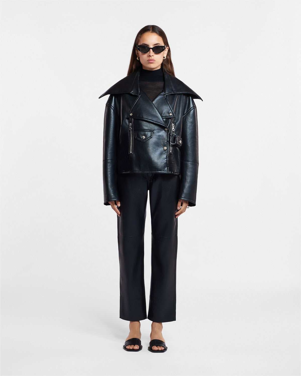 Ado Regenerated leather jacket - Black | Nanushka