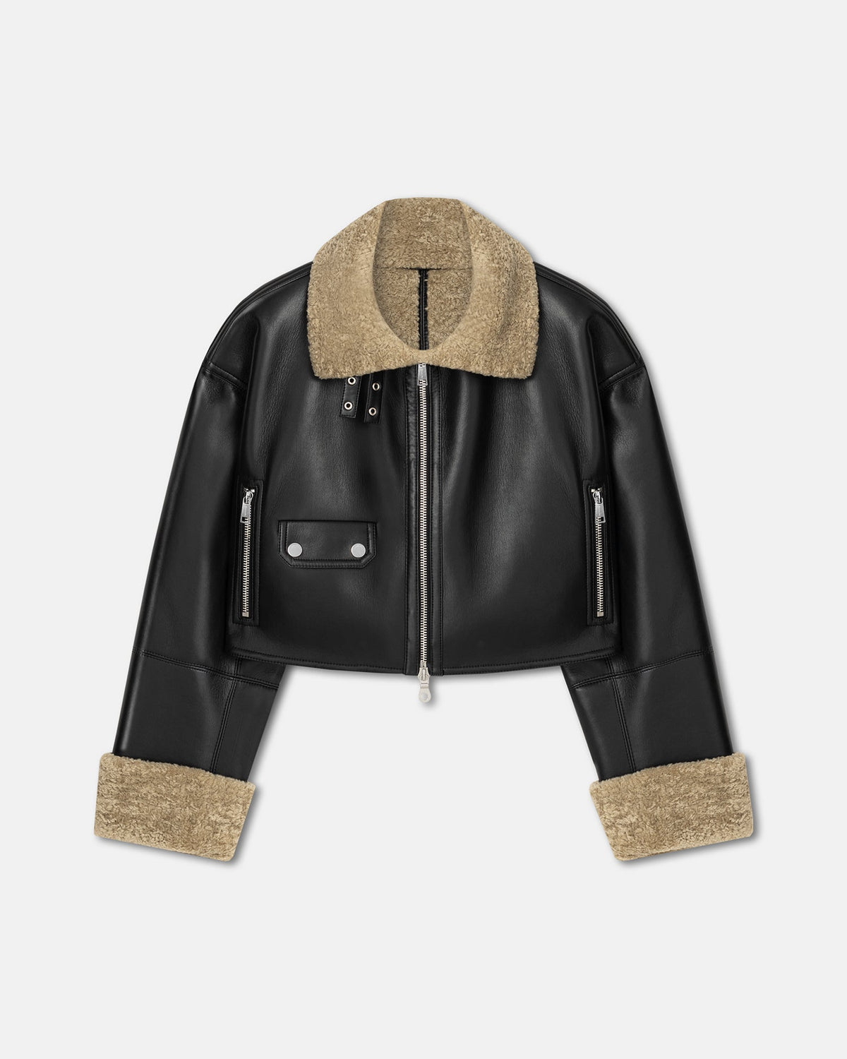 Jemma Shearling jacket - Cornstalk/Black | Nanushka