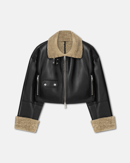 Jemma Shearling jacket - Cornstalk/Black | Nanushka
