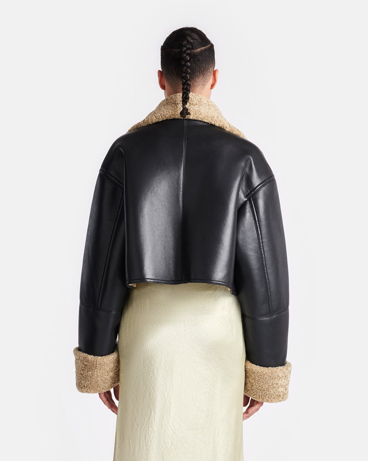 Jemma Shearling jacket - Cornstalk/Black | Nanushka
