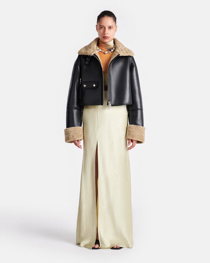 Jemma Shearling jacket - Cornstalk/Black | Nanushka