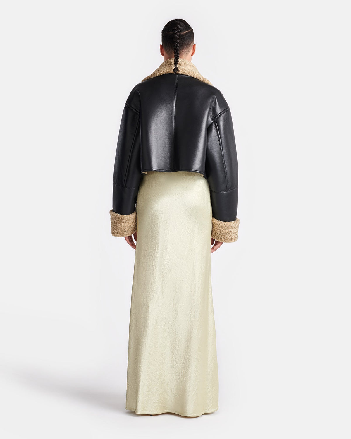 Jemma Shearling jacket - Cornstalk/Black | Nanushka