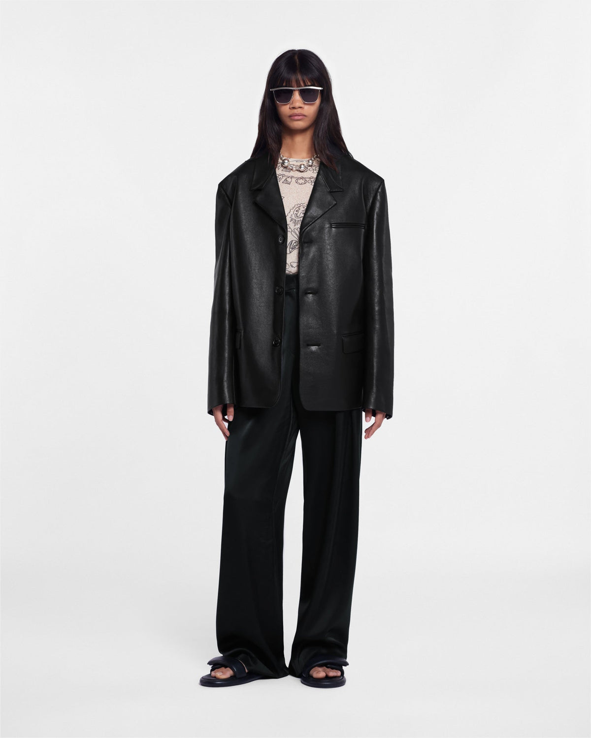Rox Regenerated leather blazer - Black | Nanushka