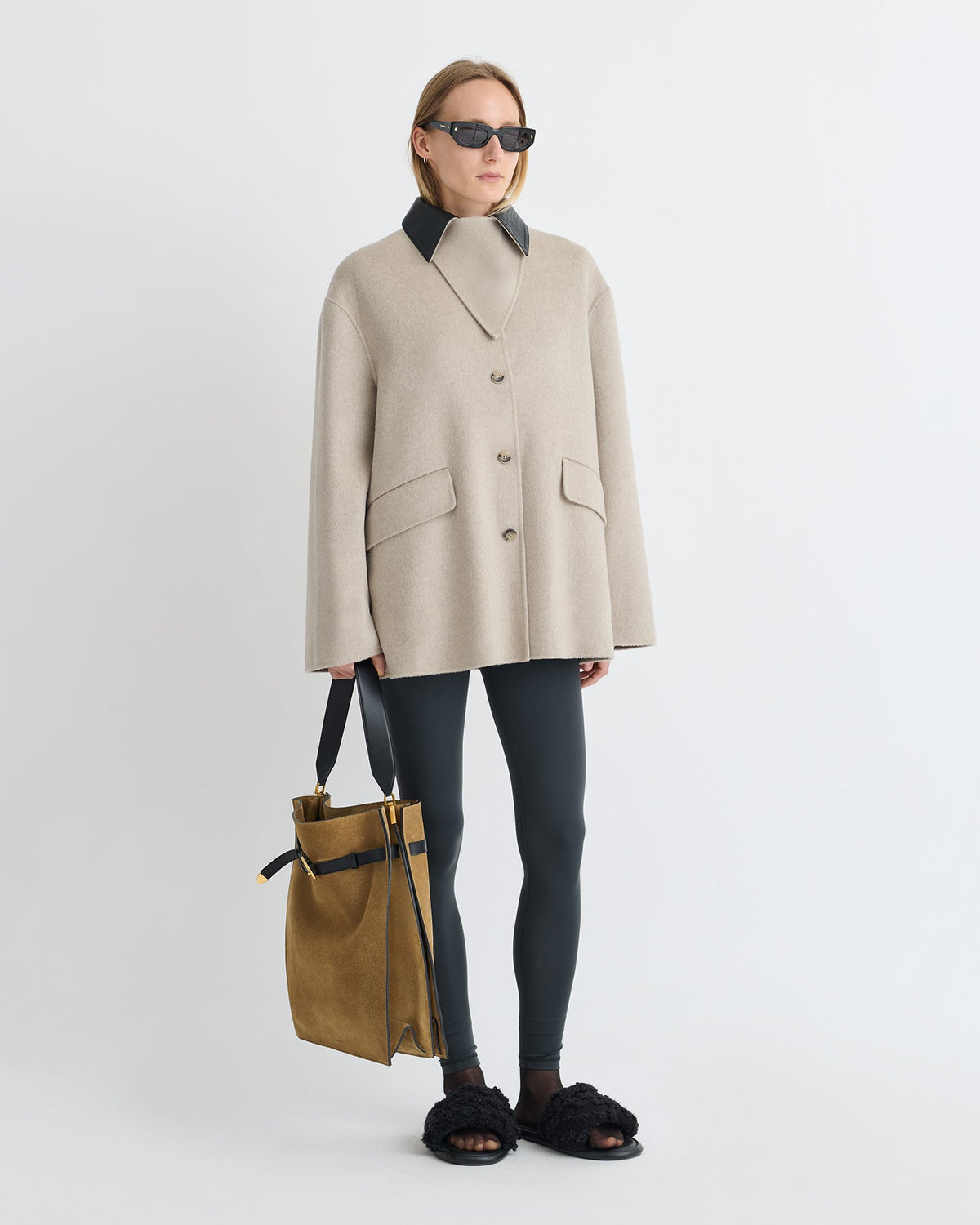 Jada Regenerated leather jacket - Stone/Black | Nanushka