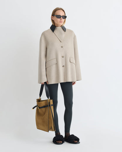 Jada Regenerated leather jacket - Stone/Black | Nanushka