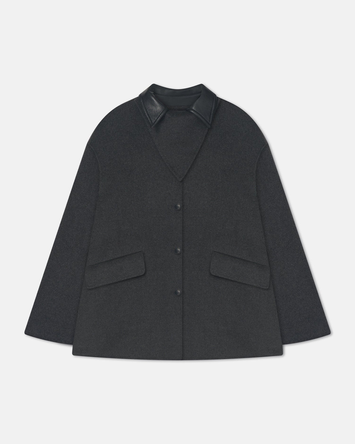 Jada Regenerated leather jacket - Grey Melange/Black | Nanushka