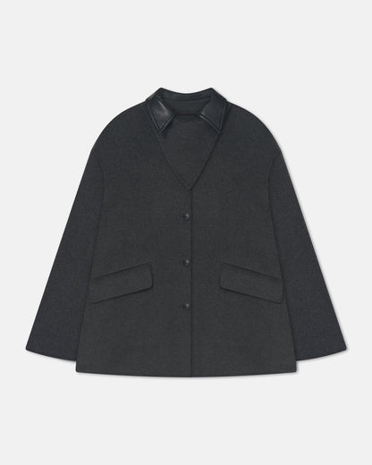 Jada Regenerated leather jacket - Grey Melange/Black | Nanushka