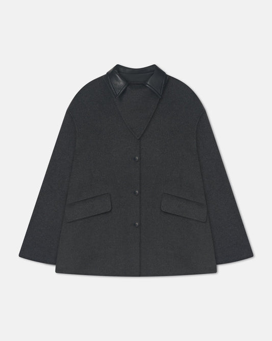 Jada Regenerated leather jacket - Grey Melange/Black | Nanushka