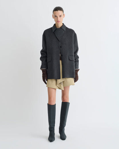 Jada Regenerated leather jacket - Grey Melange/Black | Nanushka