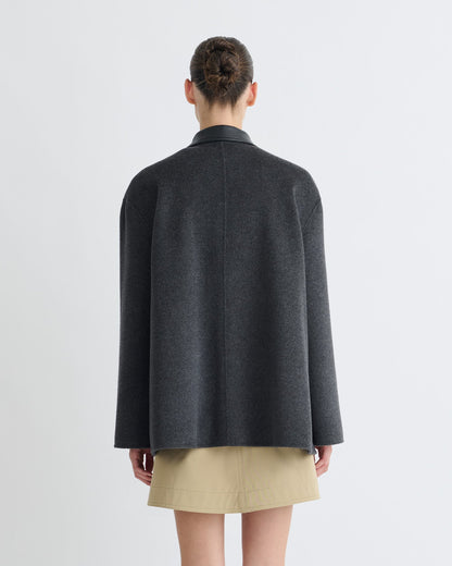Jada Regenerated leather jacket - Grey Melange/Black | Nanushka