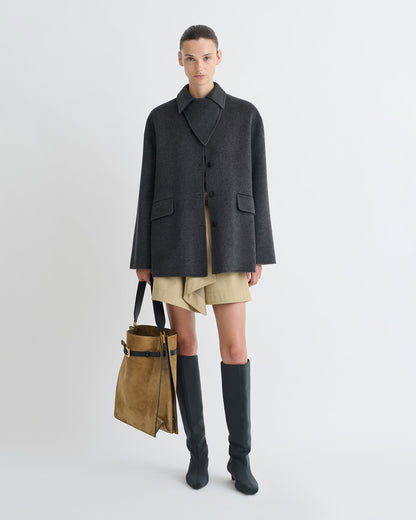 Jada Regenerated leather jacket - Grey Melange/Black | Nanushka