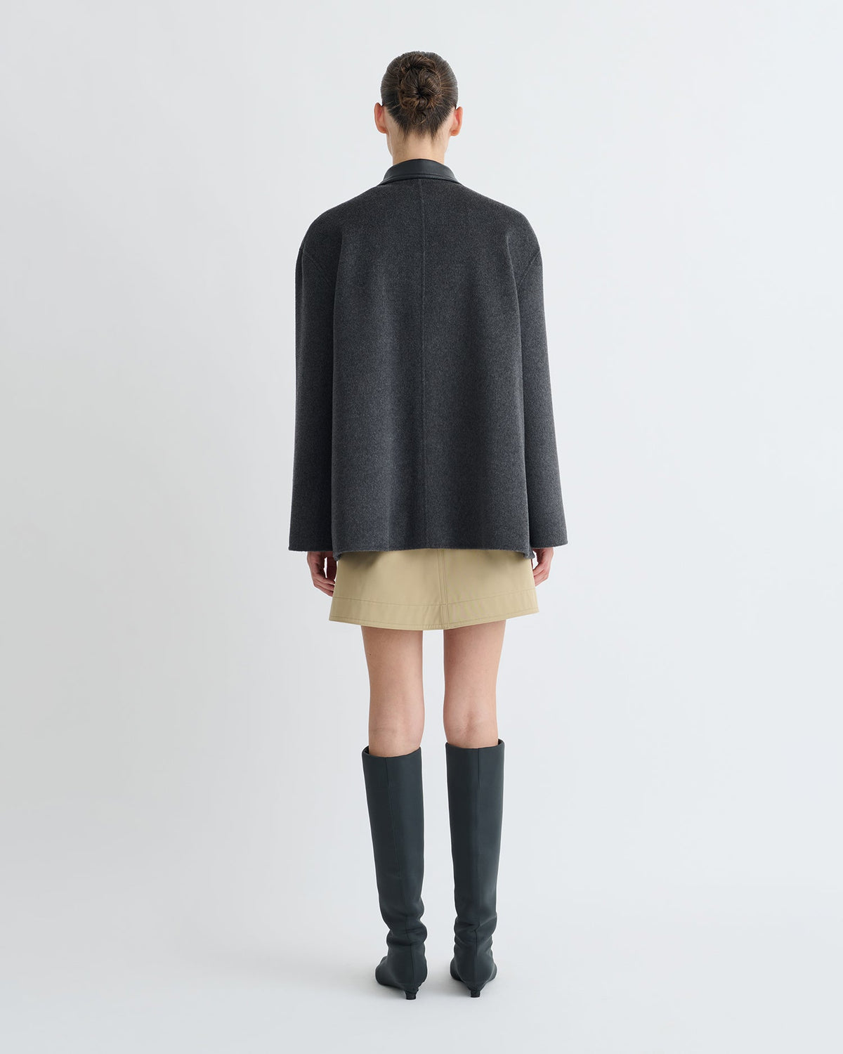 Jada Regenerated leather jacket - Grey Melange/Black | Nanushka