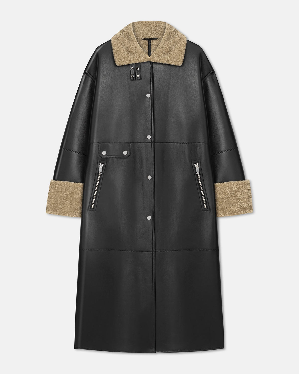 Liesel Shearling coat - Cornstalk/Black | Nanushka