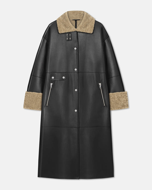 Liesel Shearling coat - Cornstalk/Black | Nanushka