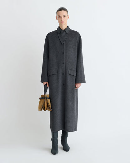 Rowina Regenerated leather coat - Grey Melange/Black | Nanushka