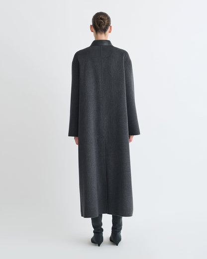 Rowina Regenerated leather coat - Grey Melange/Black | Nanushka