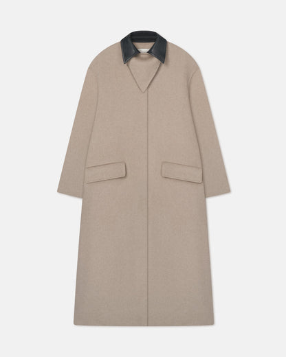 Rowina Regenerated leather coat - Stone/Black | Nanushka